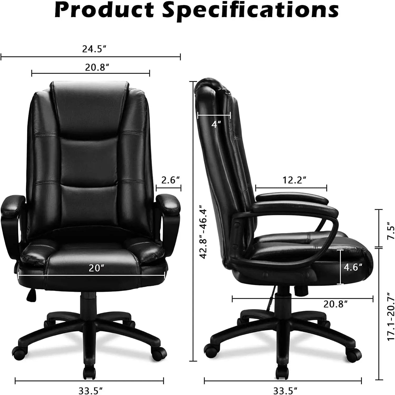 Ergonomic Executive Chair Lumbar Support Height Adjustable from PriceLows™