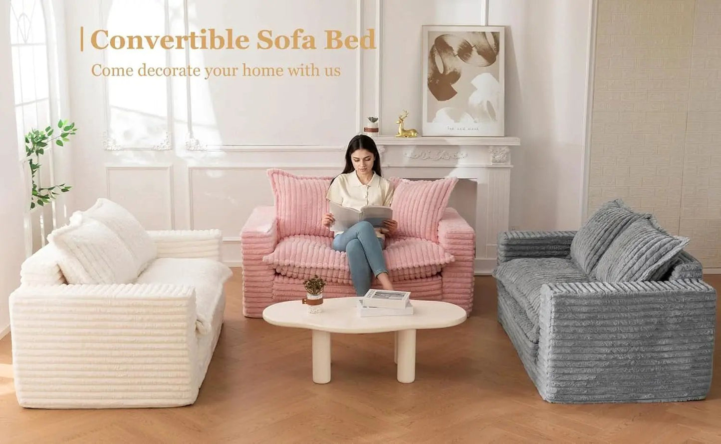 Dark Grey Interconvertible Sleeper Sofa Bed Cushions from PriceLows™