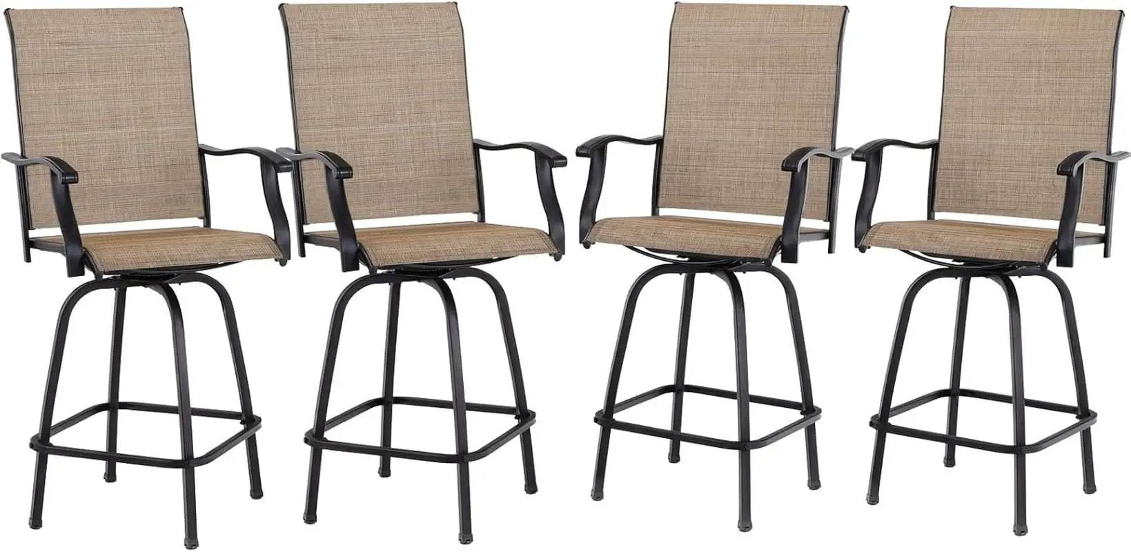Swivel Outdoor Bar Stools Set of Four Durable Chairs from PriceLows™