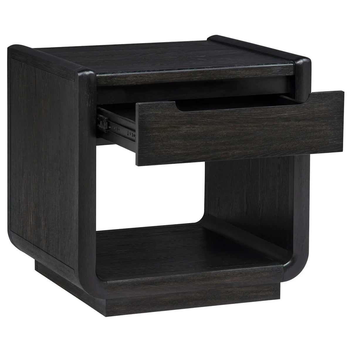 Leandro 1-drawer Wood Occasional Side End Table Burnished | 24 x 22 x 24.25 in | Engineered Wood & Veneer | Black