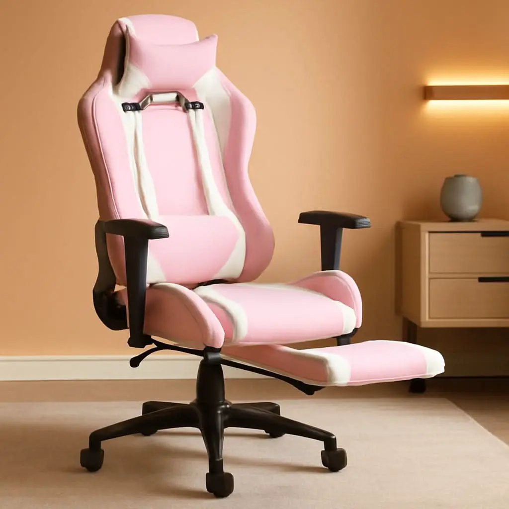 Pink PC Gaming Chair With Lumbar Support For Home Office from PriceLows™