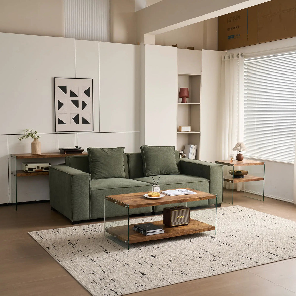 Glass Top Side Table | Tempered Glass | Waterproof Stain-Resistant | Rounded Edges