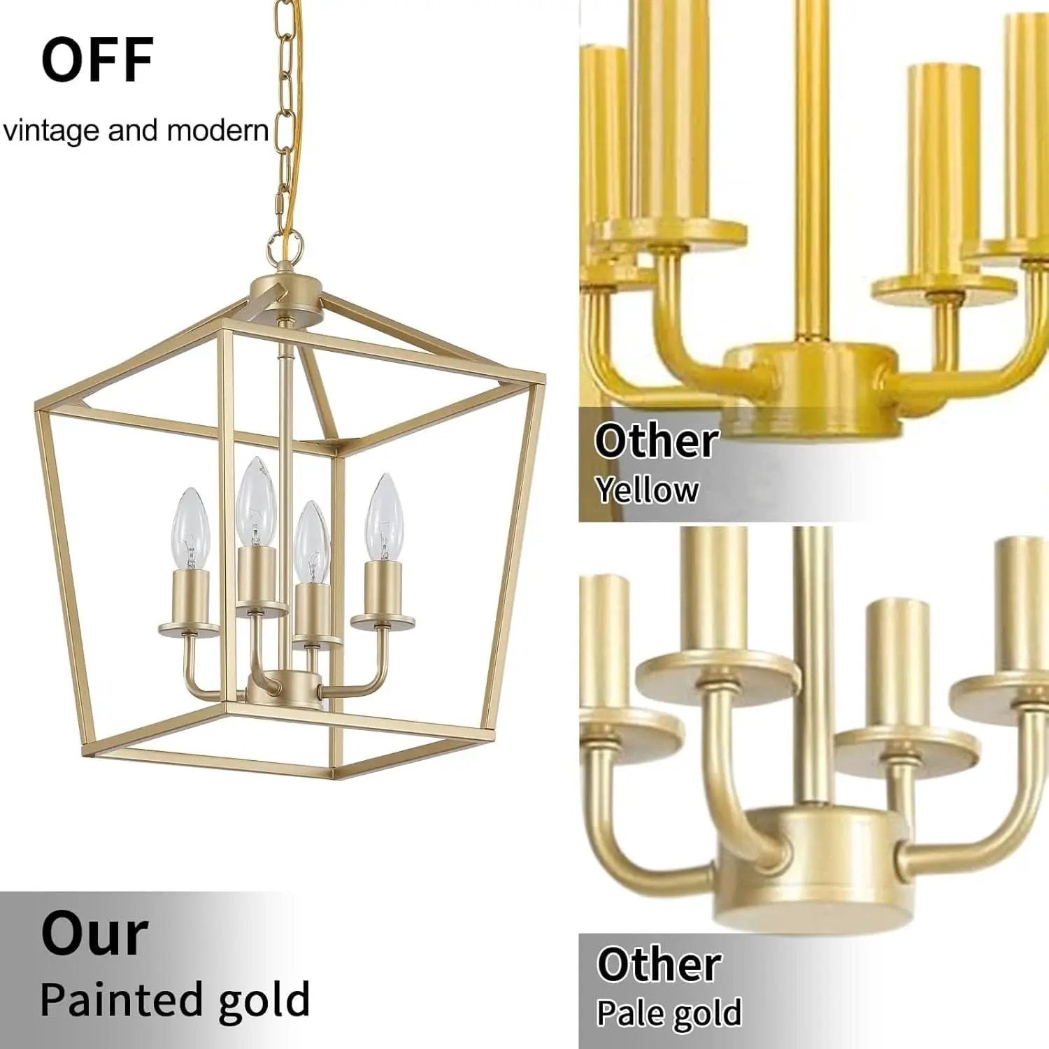 Industrial Gold Four Light Chandelier Lantern Fixture from PriceLows™