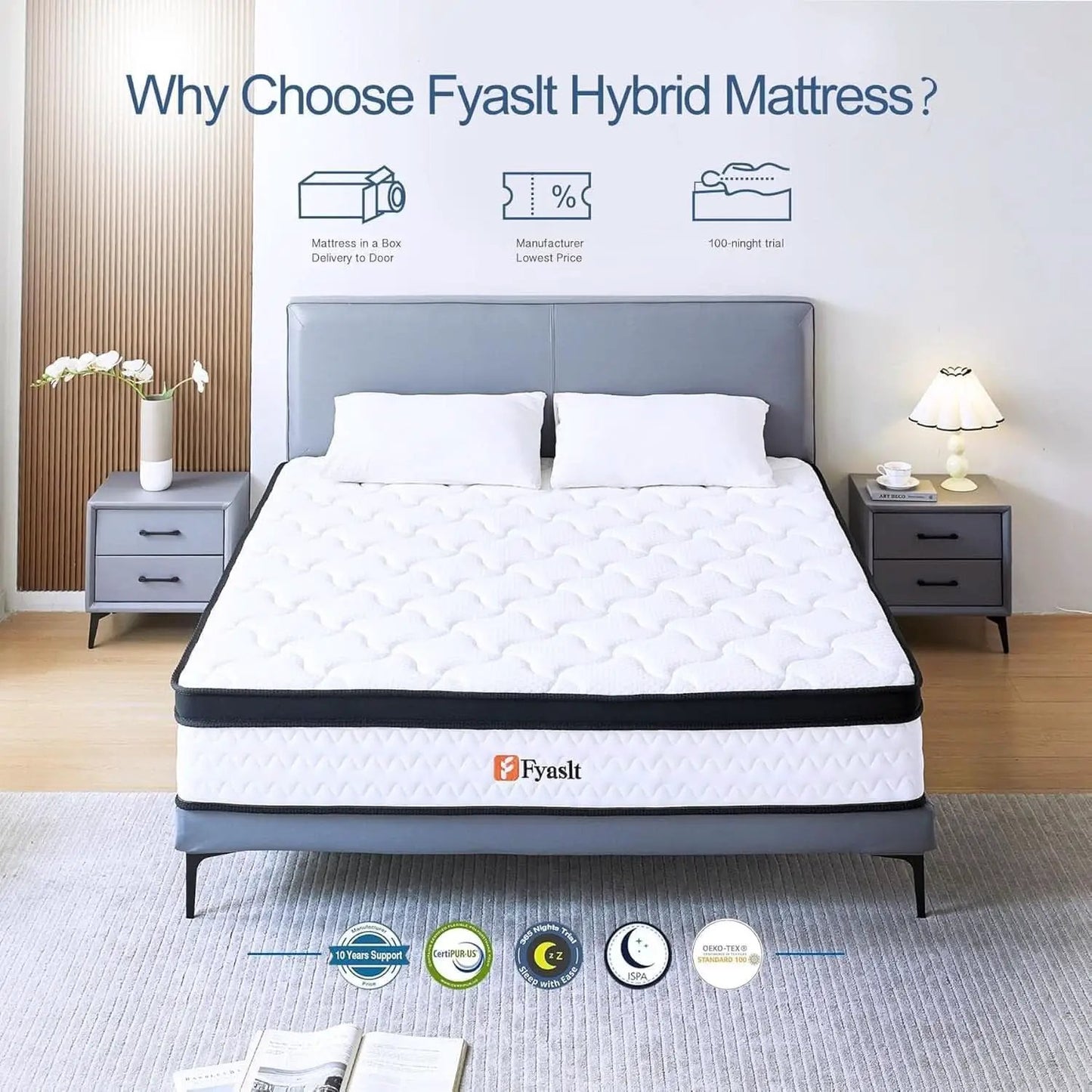 Full Size 10 Inch Hybrid Mattress Certipur US Certified from PriceLows™