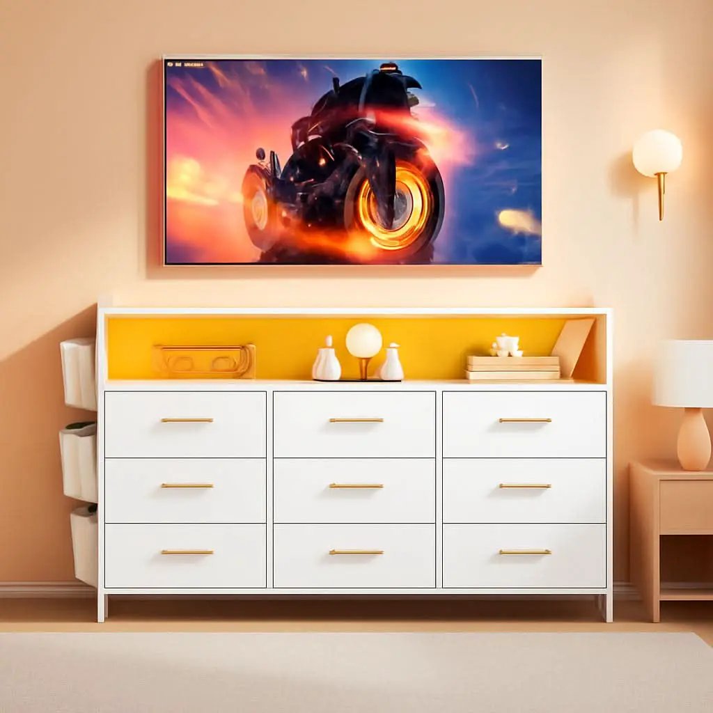 Sturdy Dresser TV Stand For 55 Inch TV With 10 Drawers from PriceLows™