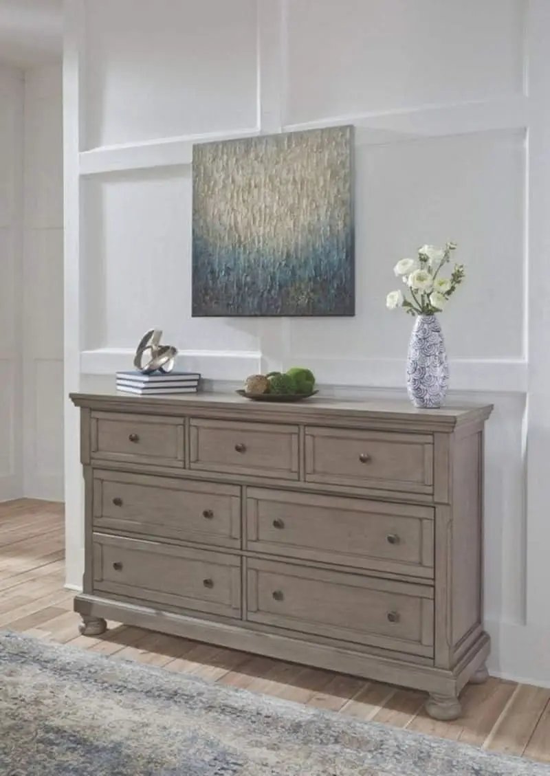 Lettner Modern Traditional 7 Drawer Dresser In Light Gray from PriceLows™