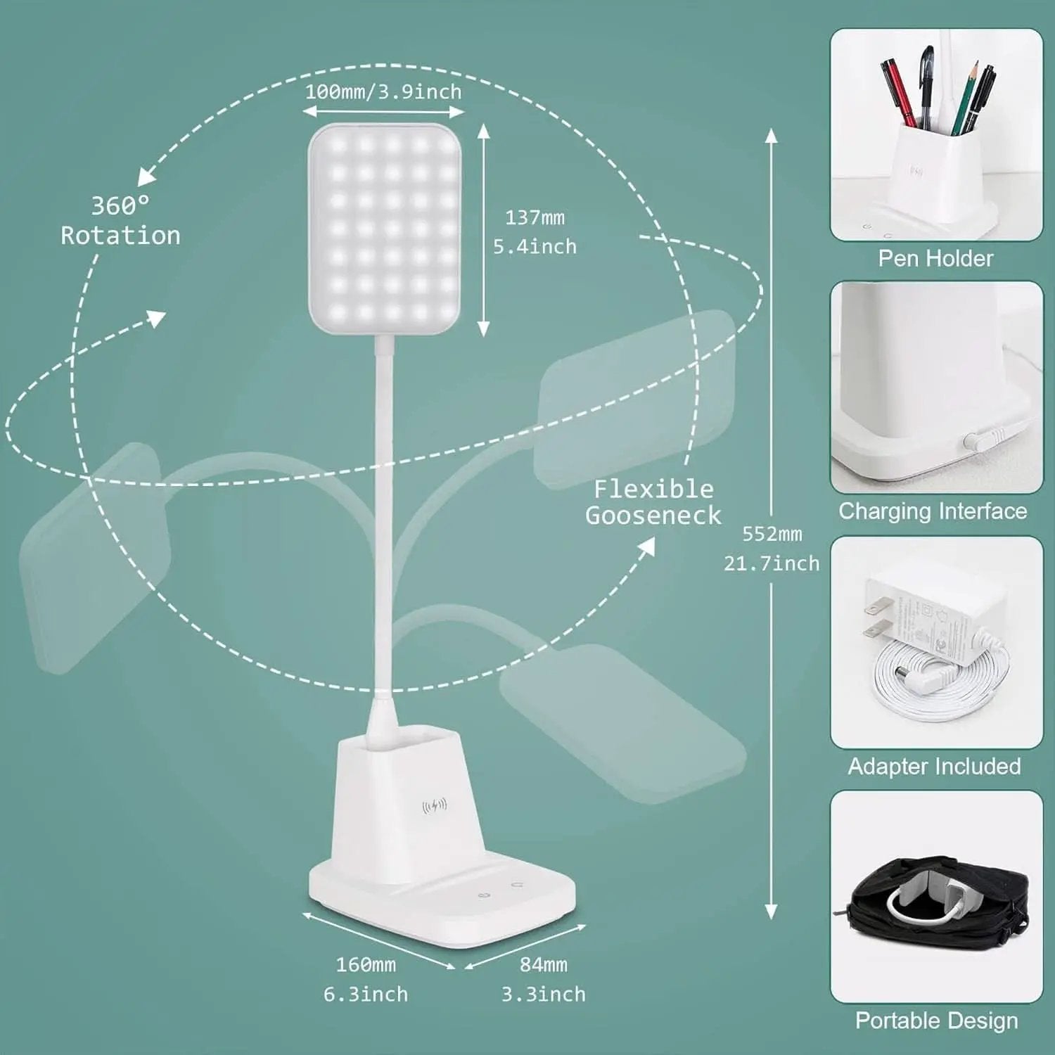 LED Desk Lamp With Wireless Charger White 800 Lumen from PriceLows™