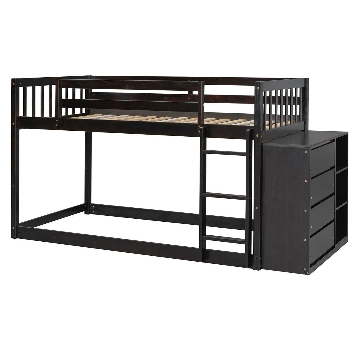 Bunk Bed | Solid Pine Frame | Four Drawers And Three Shelves | Full Size
