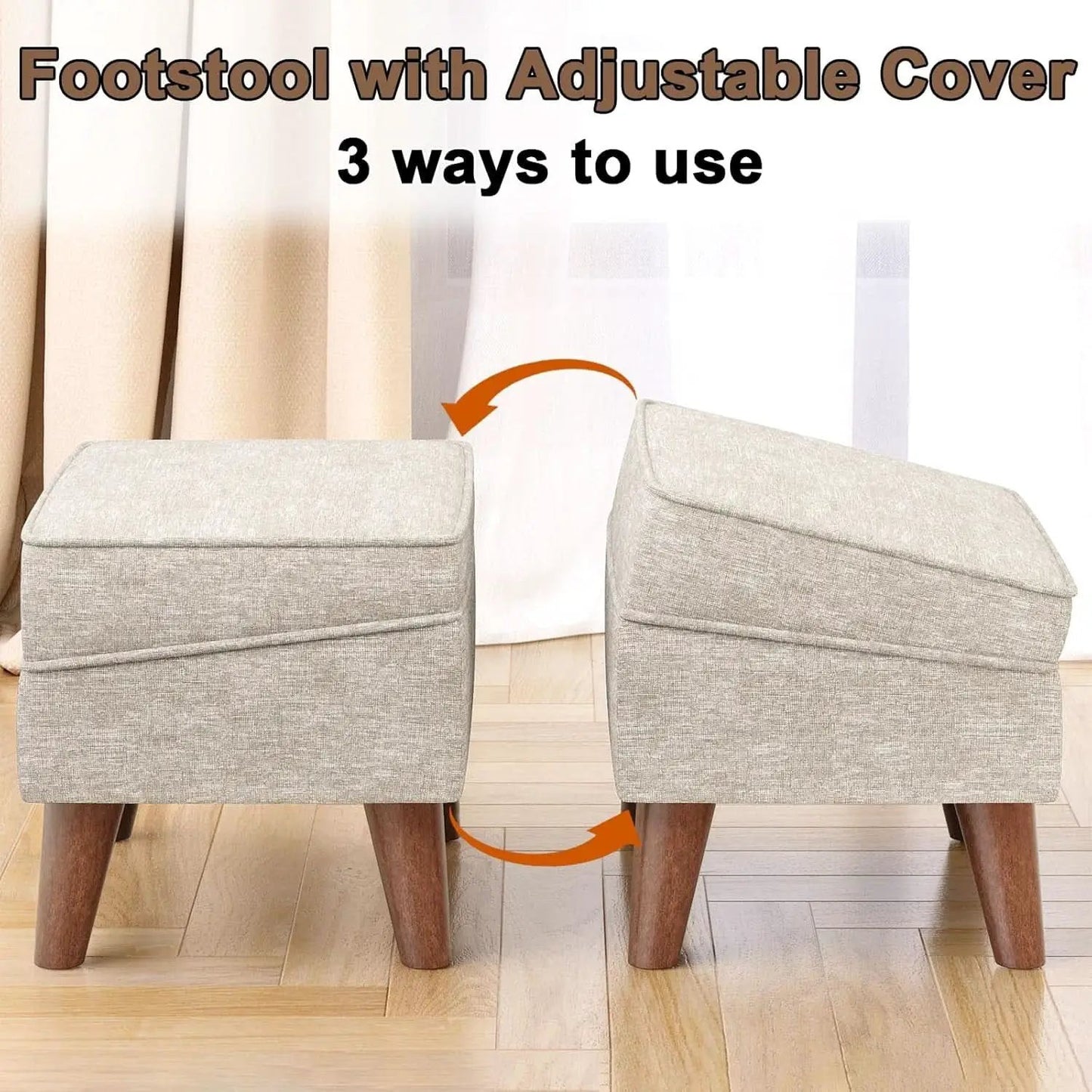 Beige Upholstered Storage Ottoman With Removable Lid from PriceLows™