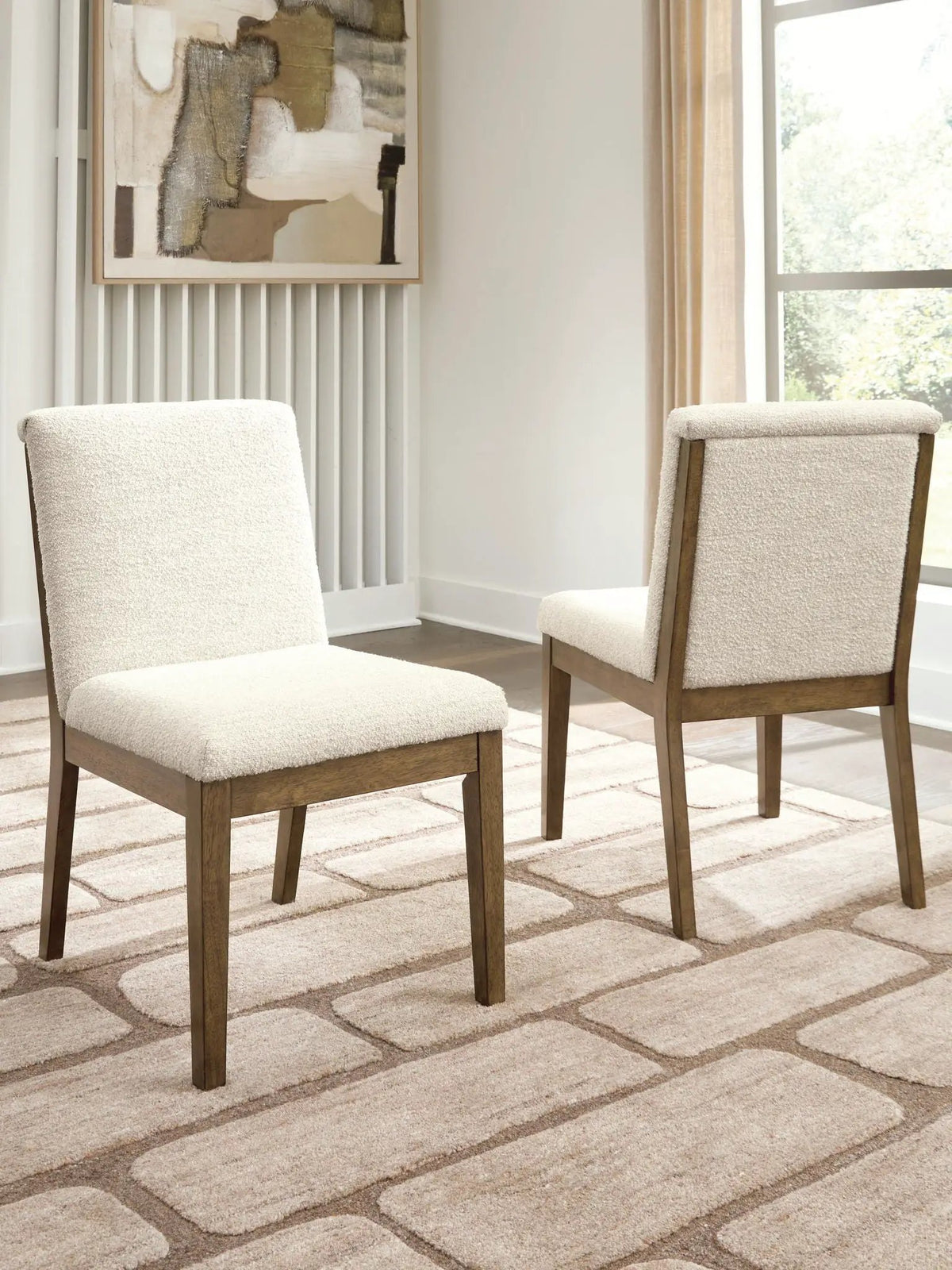 Marxmore Dining Side Chairs | Set Of 2 | Beige And Brown | Upholstered Seats