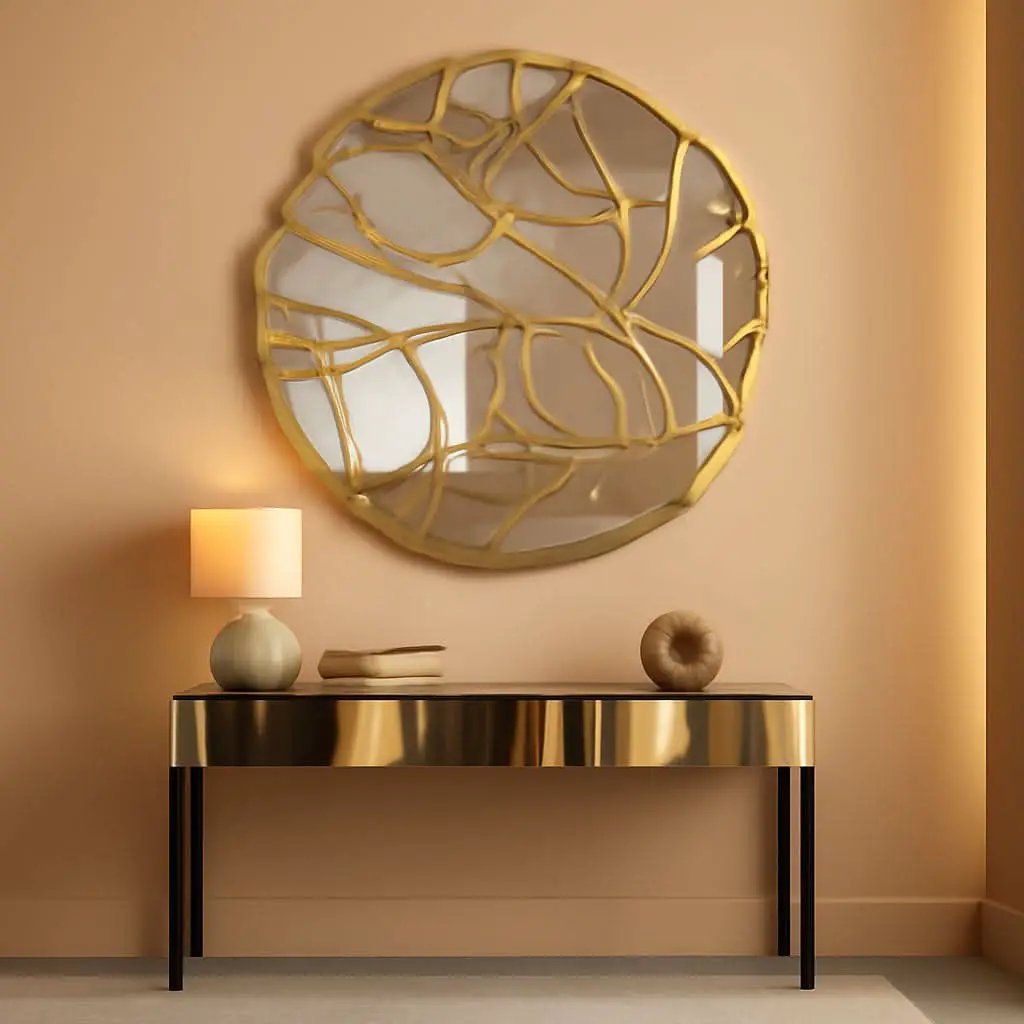 Large Gold Irregular Frame Wall Mirror Living Room Decor from PriceLows™