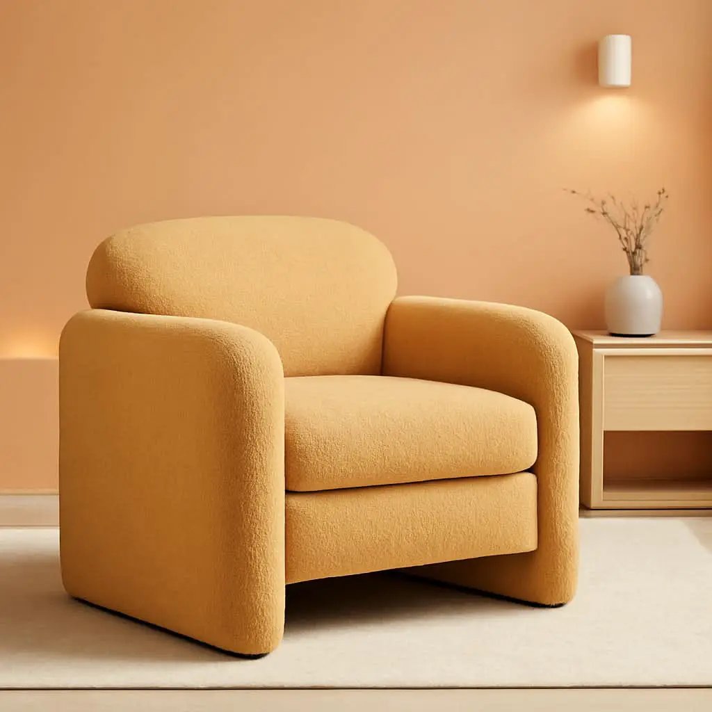 Oversized Accent Chair Yellow Chenille Armchair Living from PriceLows™