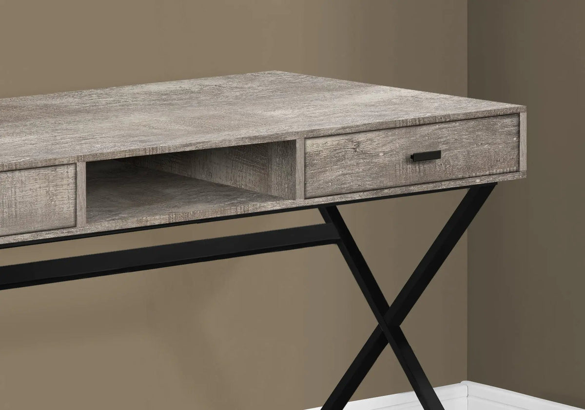 Glossy Contemporary Computer Desk | Thick Panel Tabletop | Storage Drawers | 29.25 Inch Height