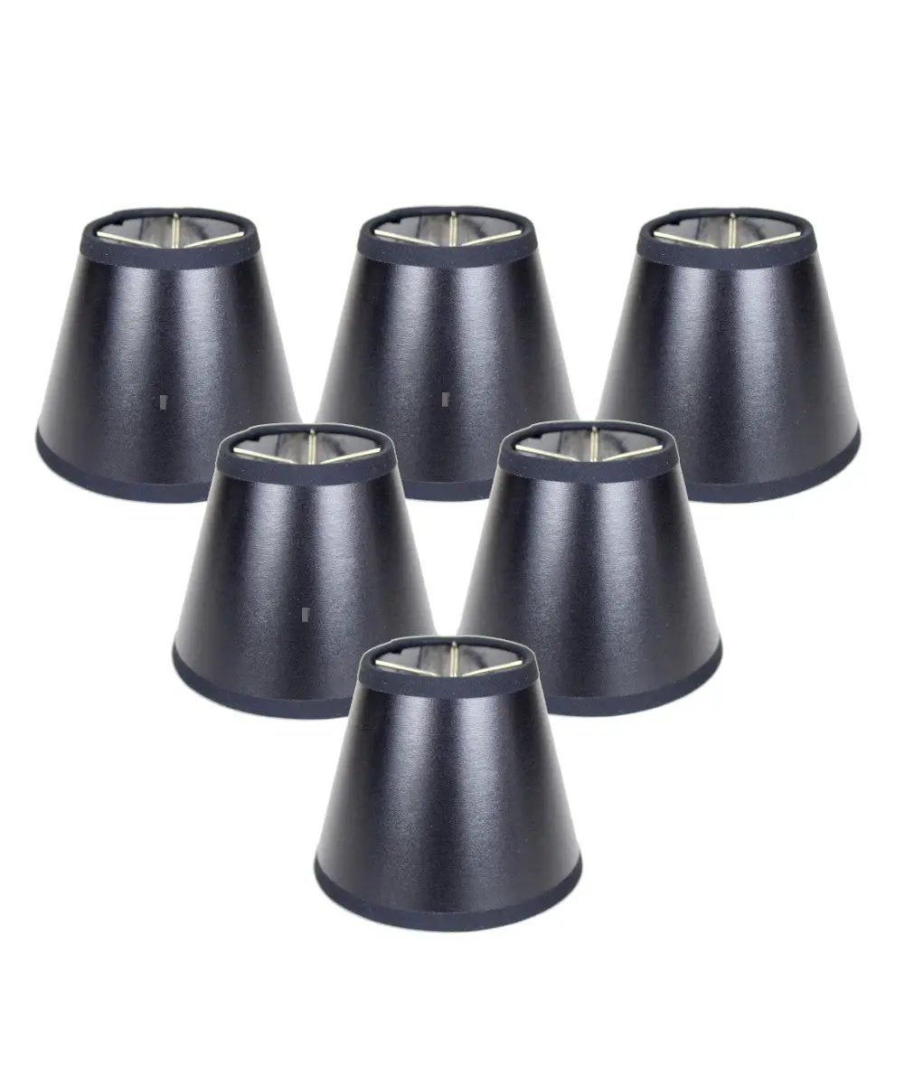 Chandelier Lampshade | Black Parchment | Silver Lined | 5X4 Inch Set of 6