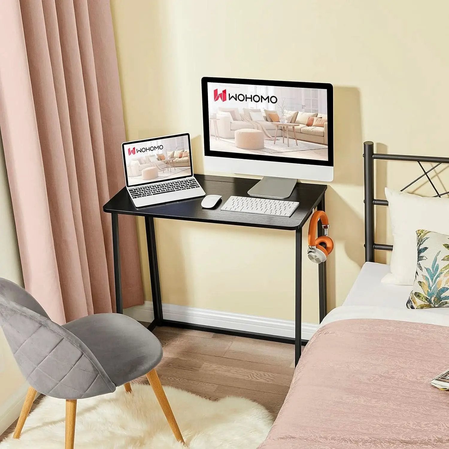 31.5 Inch Folding Computer Desk Black Space Saving from PriceLows™