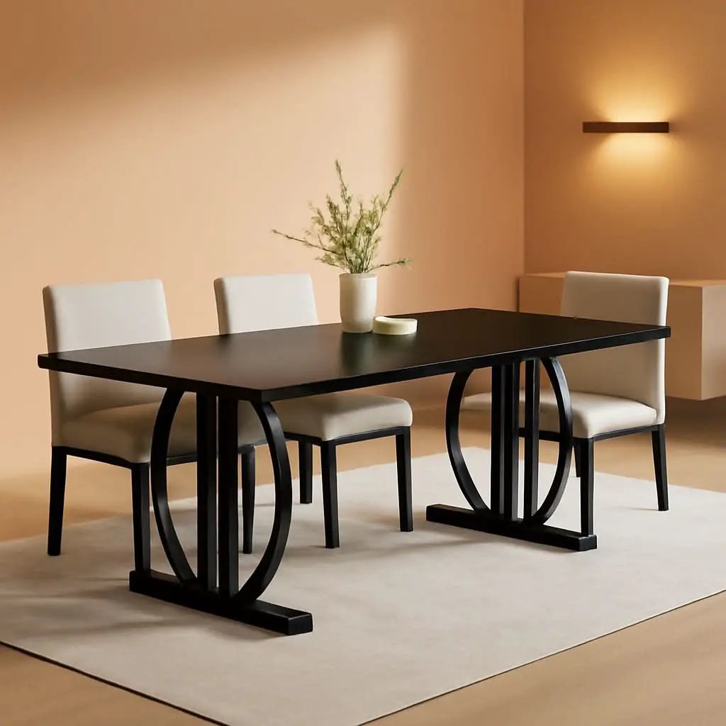 Black 63 Inch Rectangular Dining Table With Thickened Top from PriceLows™
