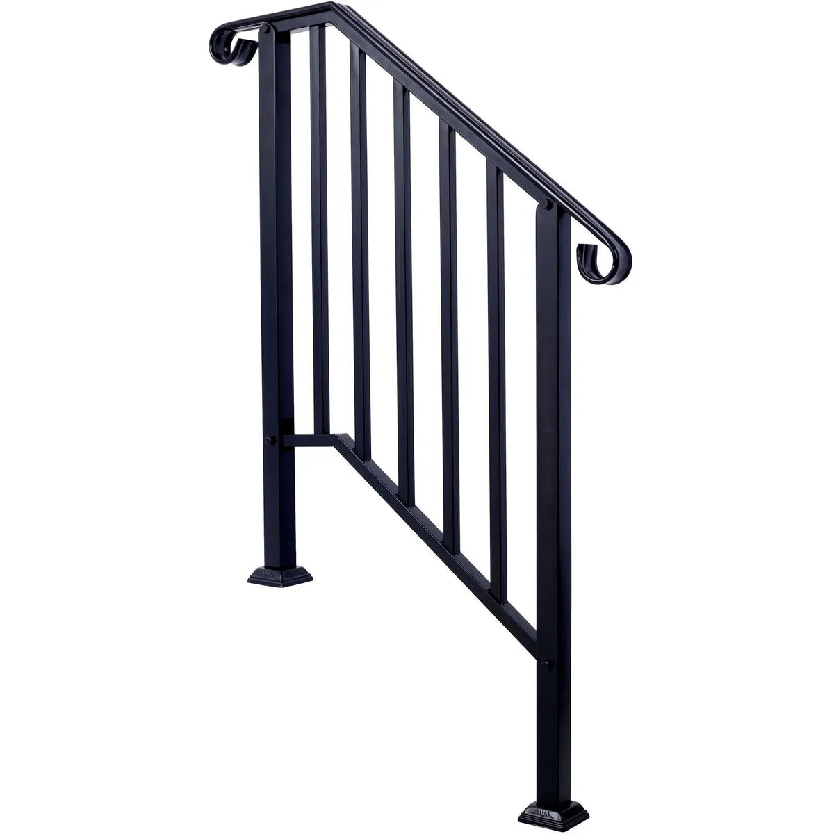 Wrought Iron Stair Handrail | Fits 2 Or 3 Steps | Outdoor Railing | Rustproof Coating