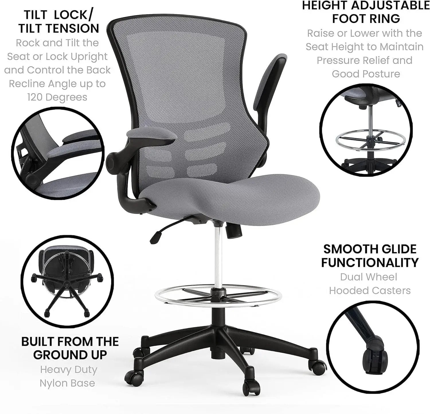 Kelista Mid Back Swivel Office Chair With Height Adjustable Dark Gray Mesh from PriceLows™