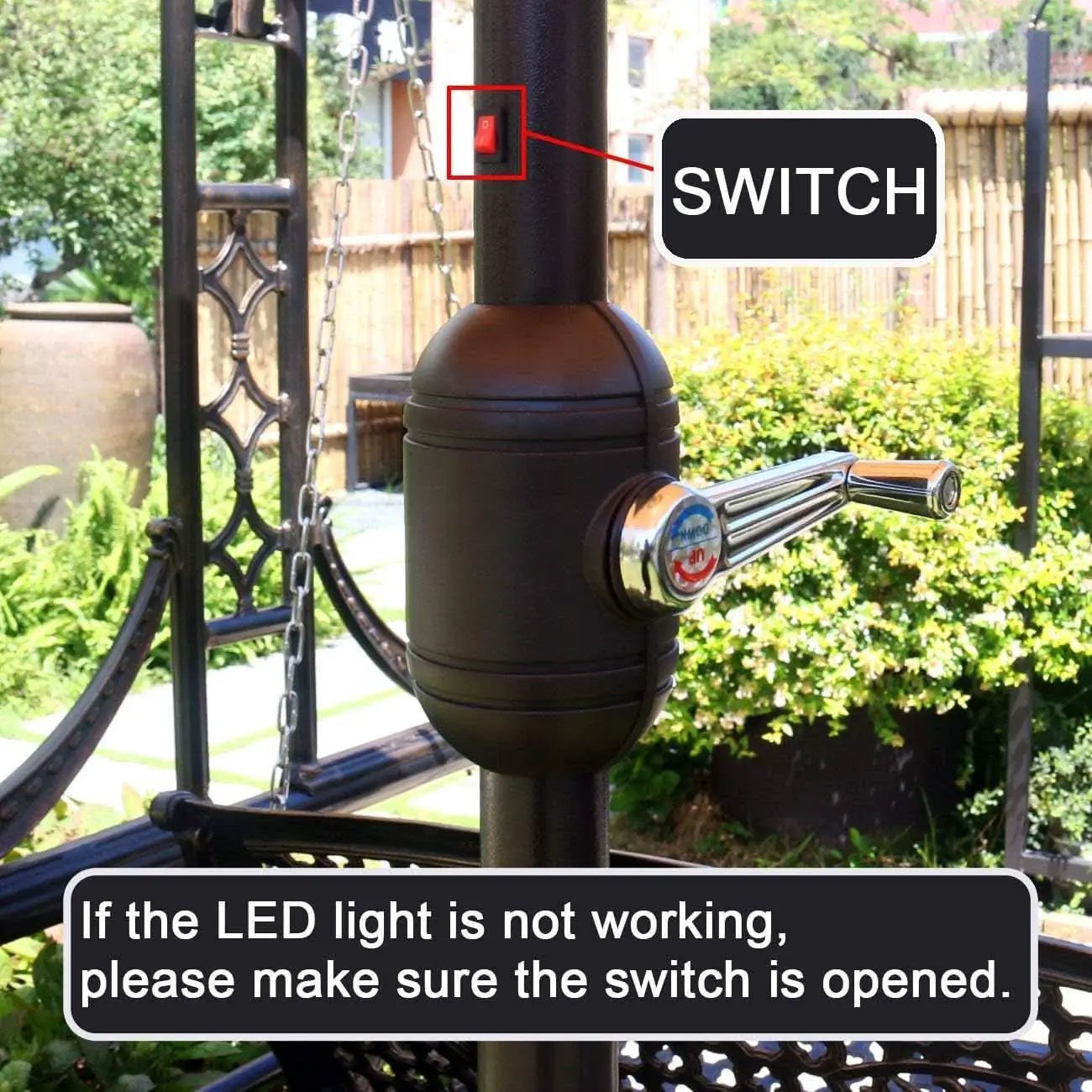 9 Ft Solar LED Lighted Patio Umbrella With Tilt And Crank Lift Light Tan from PriceLows™