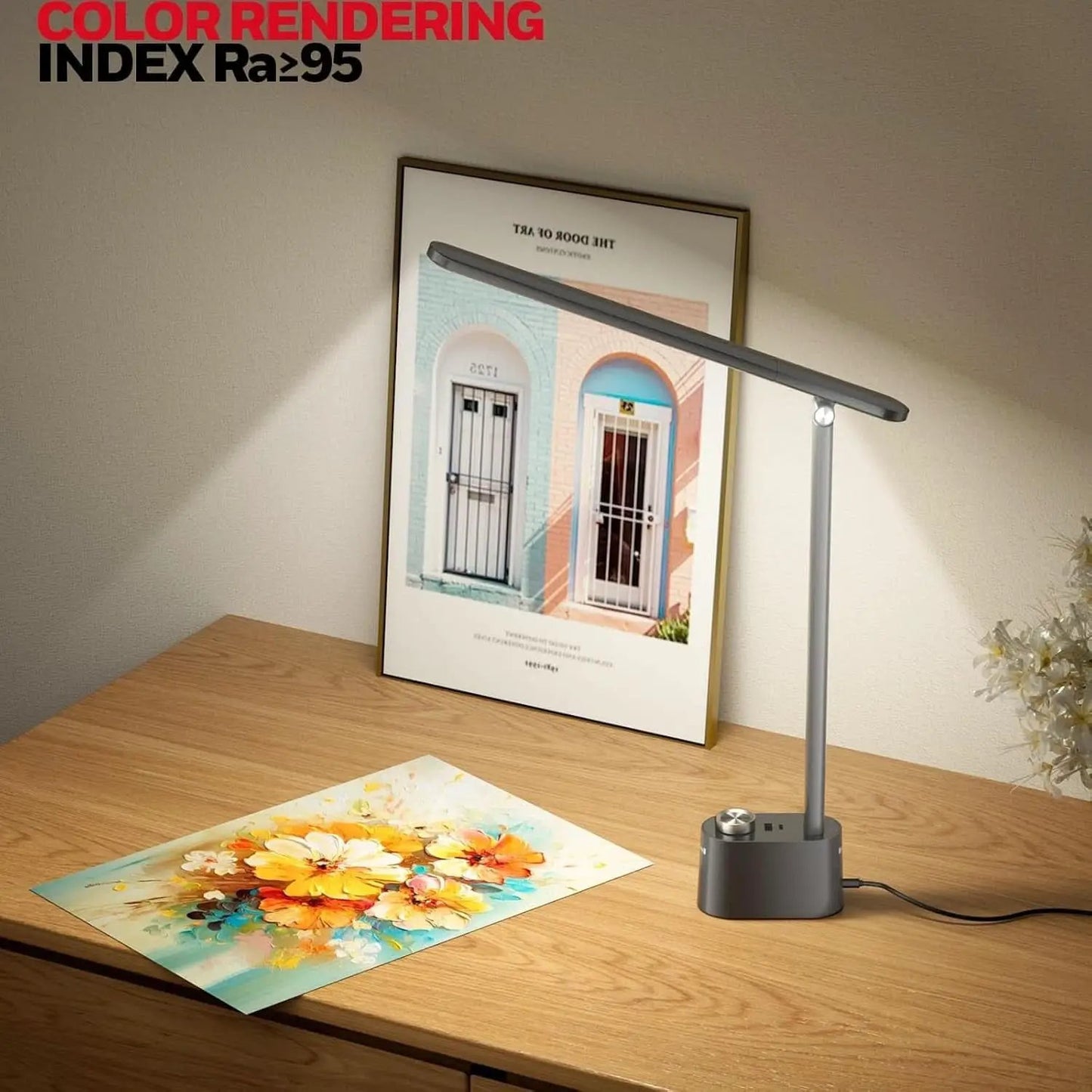 LED Desk Lamp H01 Pro Sunturalux Foldable With USB Ports Black from PriceLows™