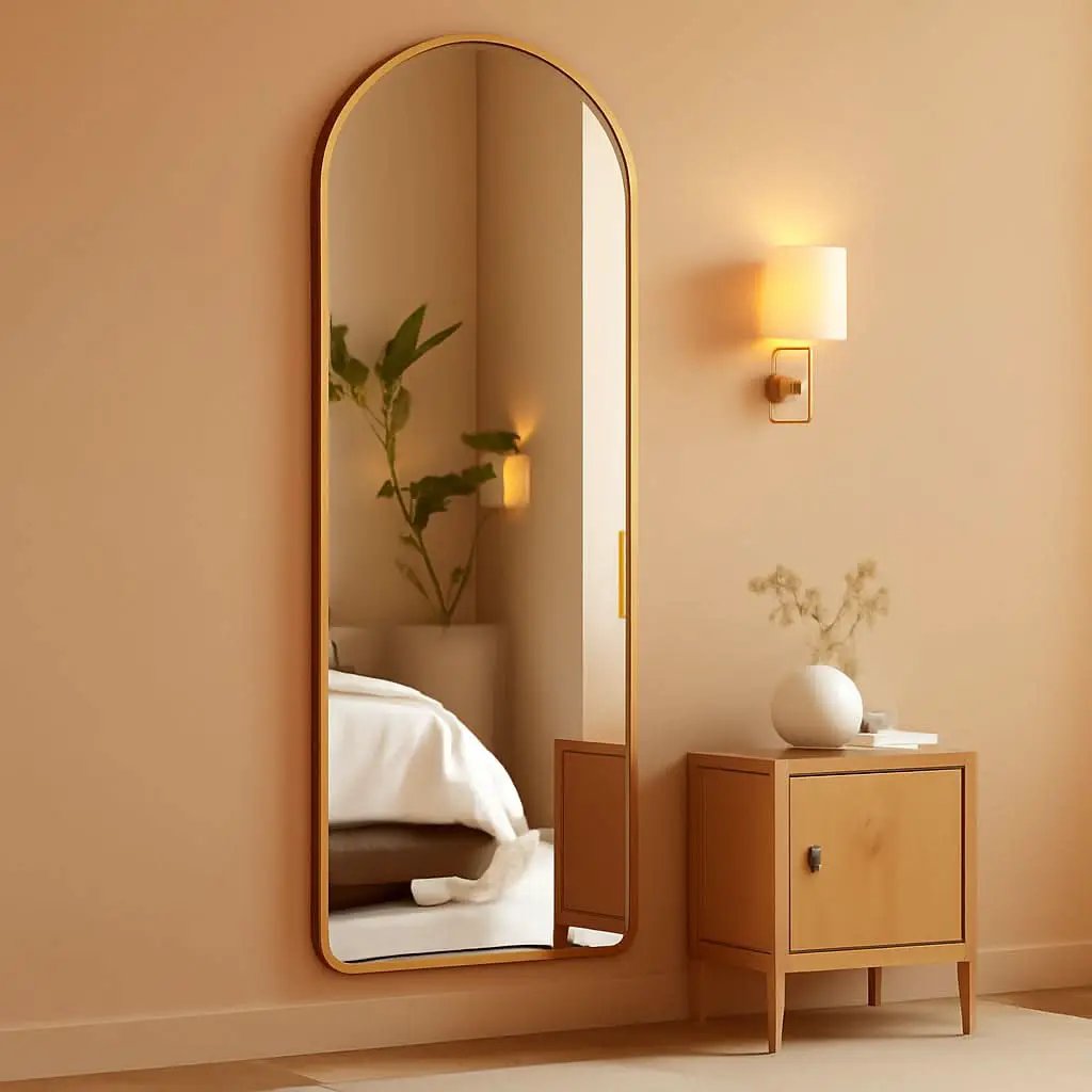 Gold Full Length Door Mirror 16x50 Inches Arched Over the Door from PriceLows™