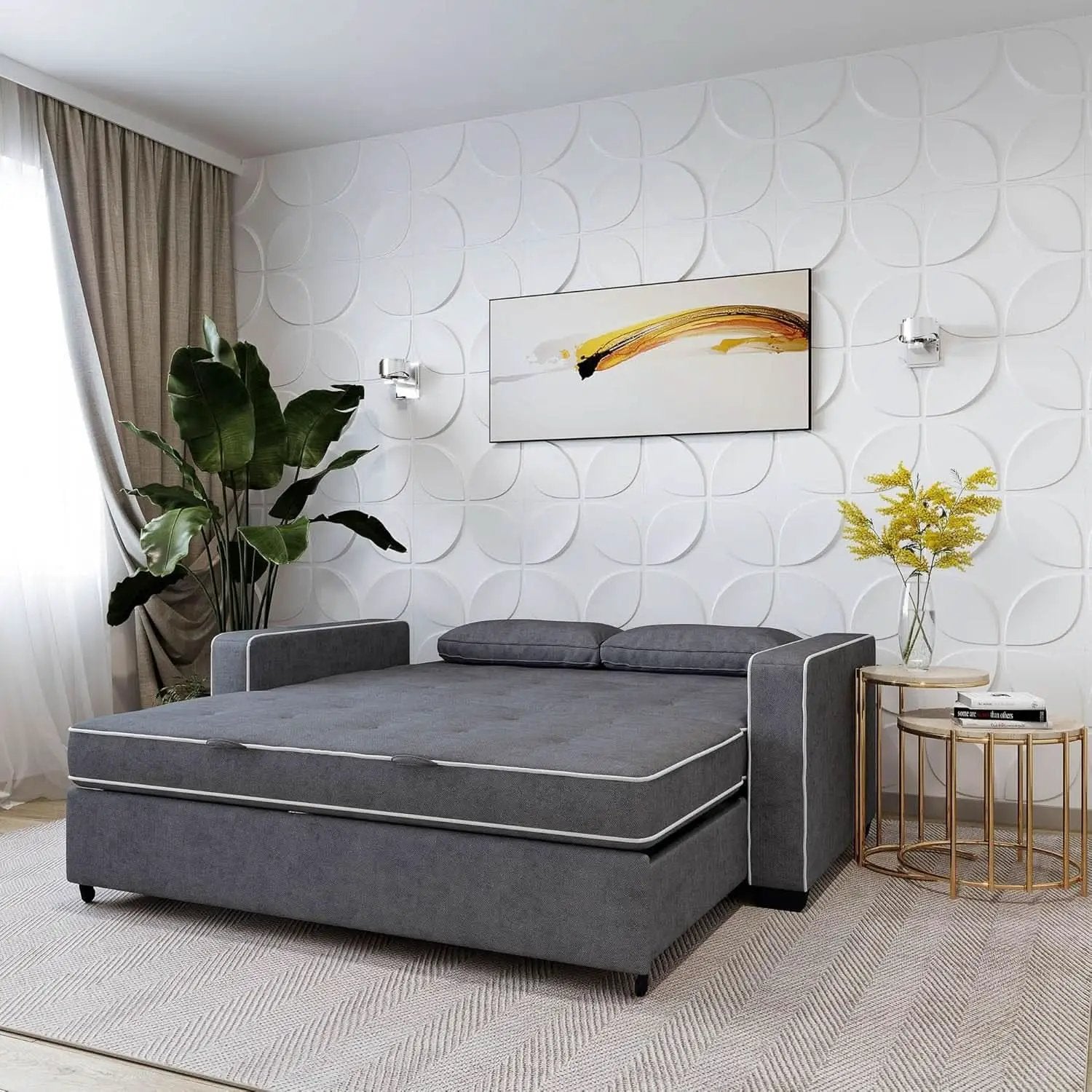 Ainsley Loveseat With Pull Out Sleeper Microfiber Charcoal from PriceLows™