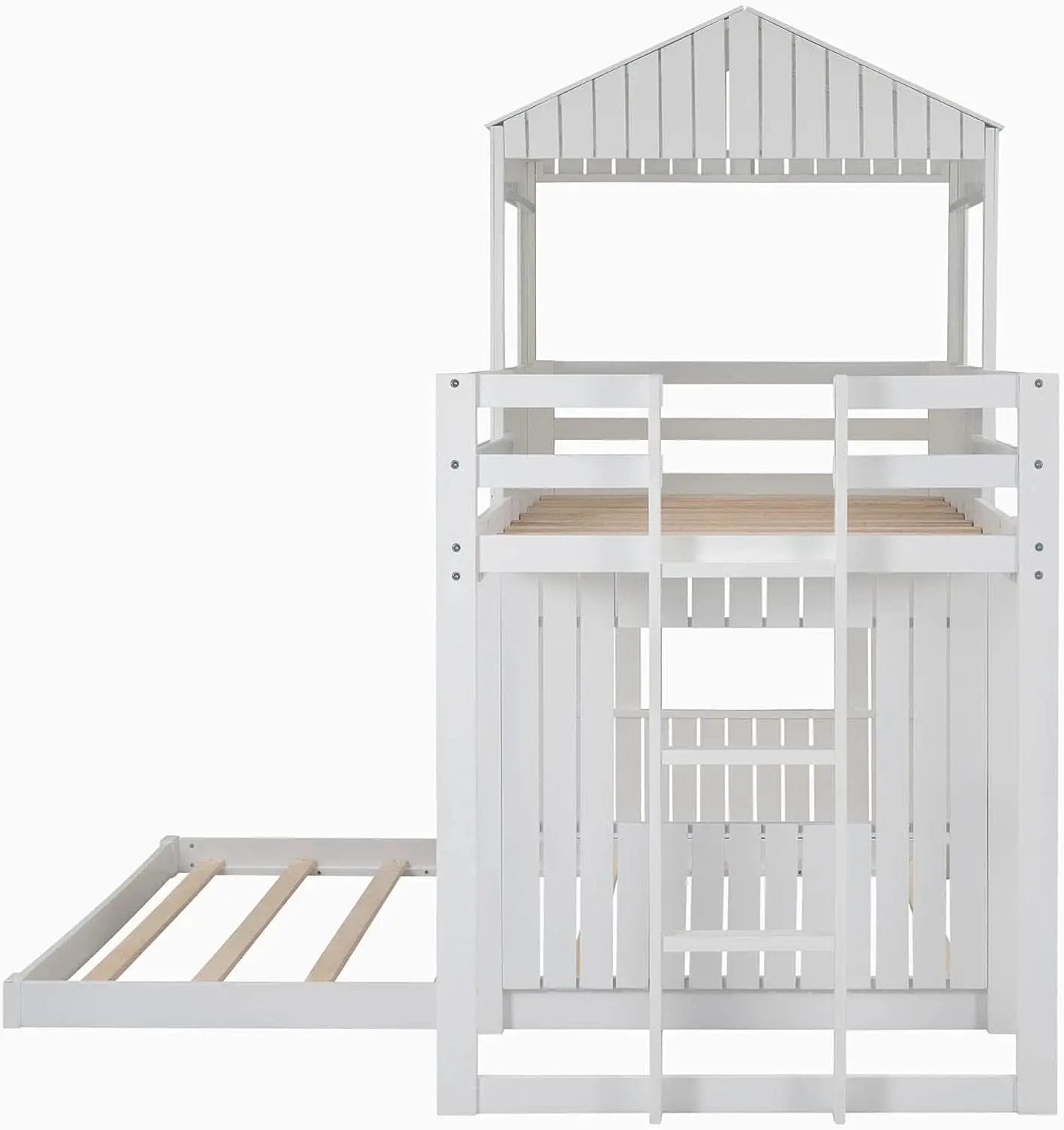 White Twin Over Full Low Profile Playhouse Bunk Bed from PriceLows™