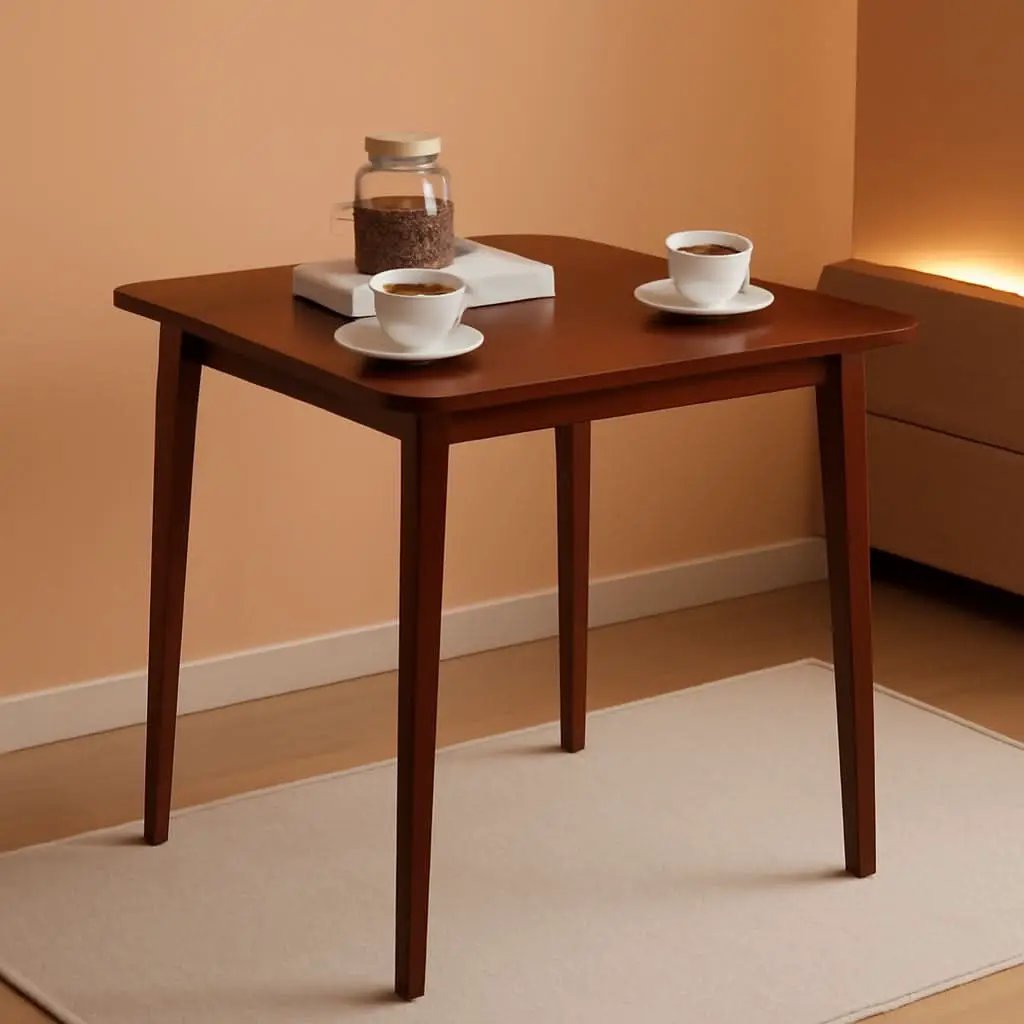 Brown Bamboo Square Dining Table 27.6 Inch For Small Spaces Easy Assembly from PriceLows™