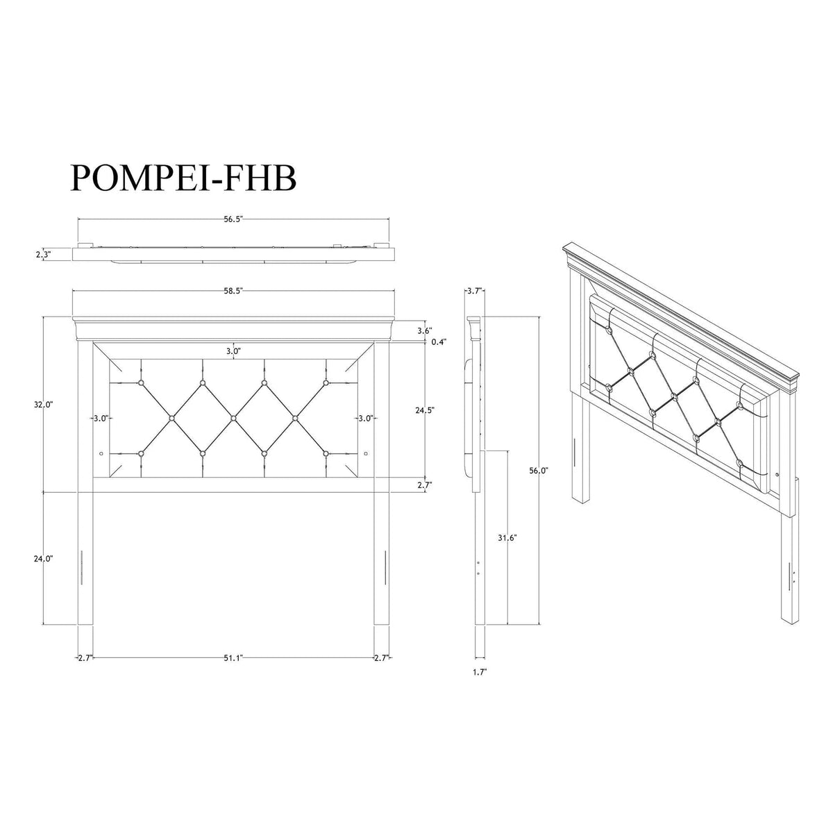 Shaker 5 Pieces Bedroom Set With Crystal Inspired Tufted Headboard And LED Lighting | 5-Piece Set | Crystal | Bedroom