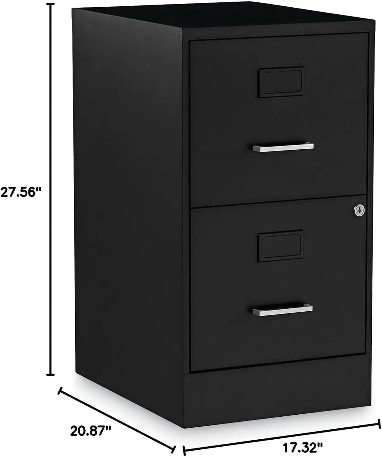 Soho Two Drawer Vertical Letter File Cabinet Black With Key Lock 14 x 18 x 24.1 In from PriceLows™