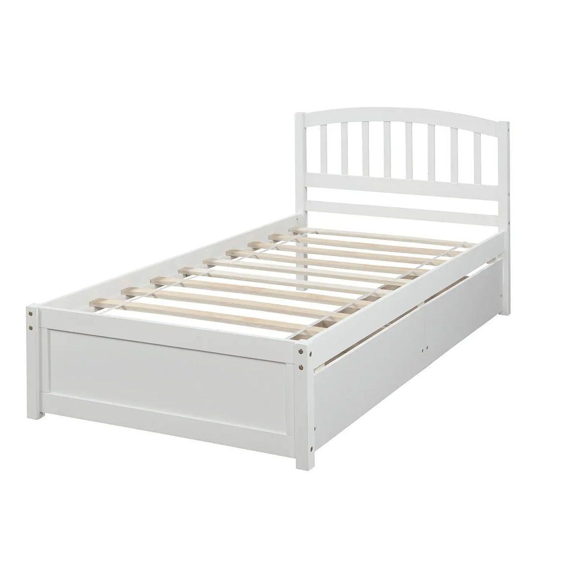 Platform Storage Bed | Wood Frame | Two Drawers | Headboard And Footboard