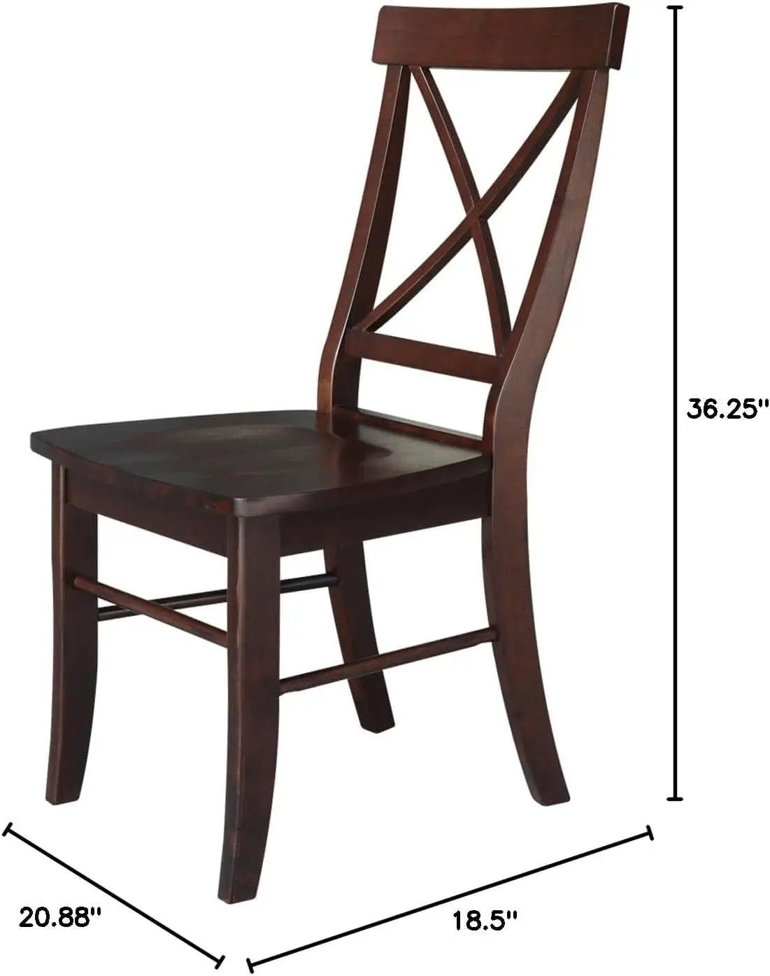 X Back Dining Chair In Java Finish With Solid Wood Seat from PriceLows™