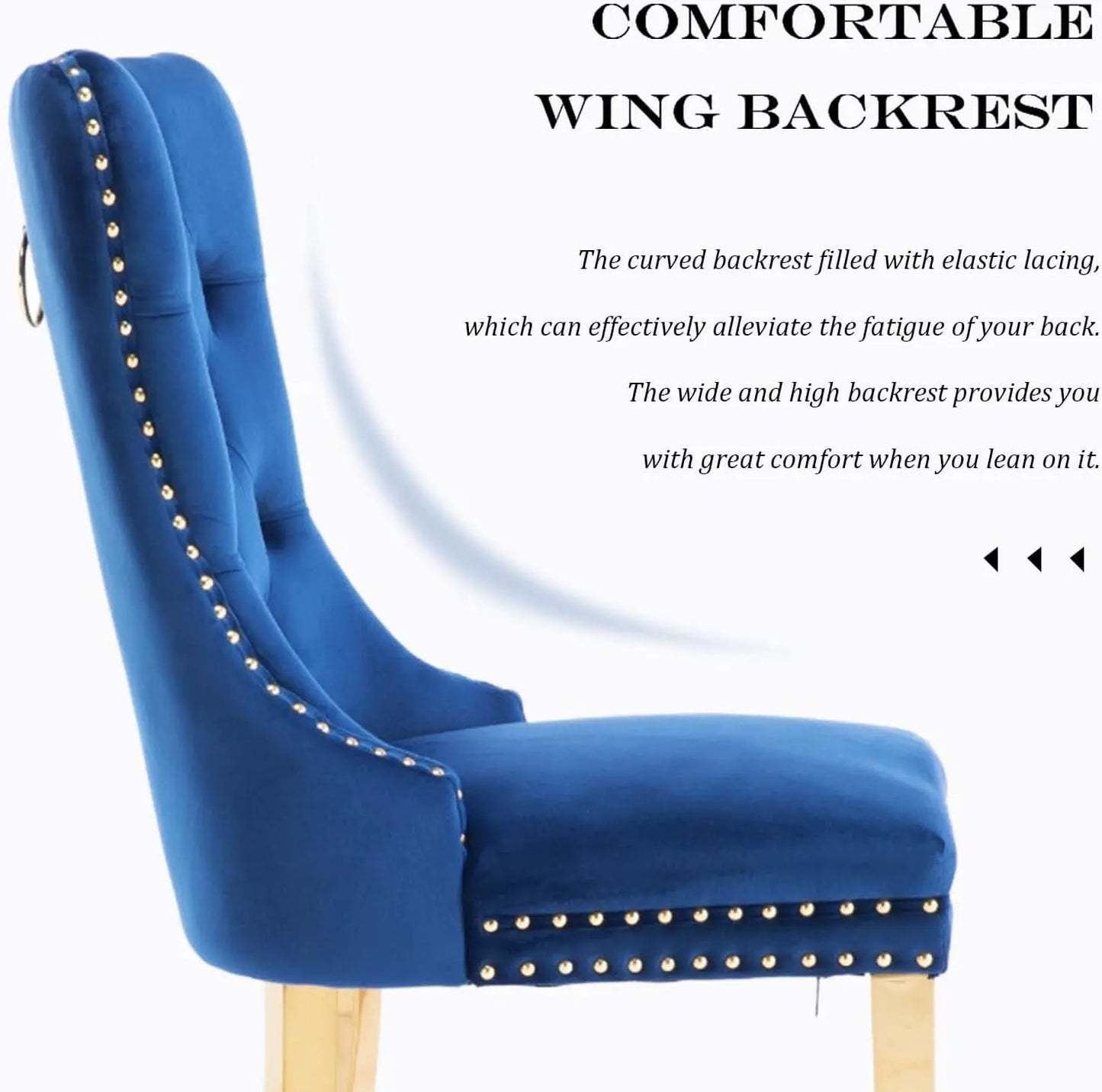 Blue Velvet Dining Chair Set Of 2 With Tufted Nailhead Trim from PriceLows™