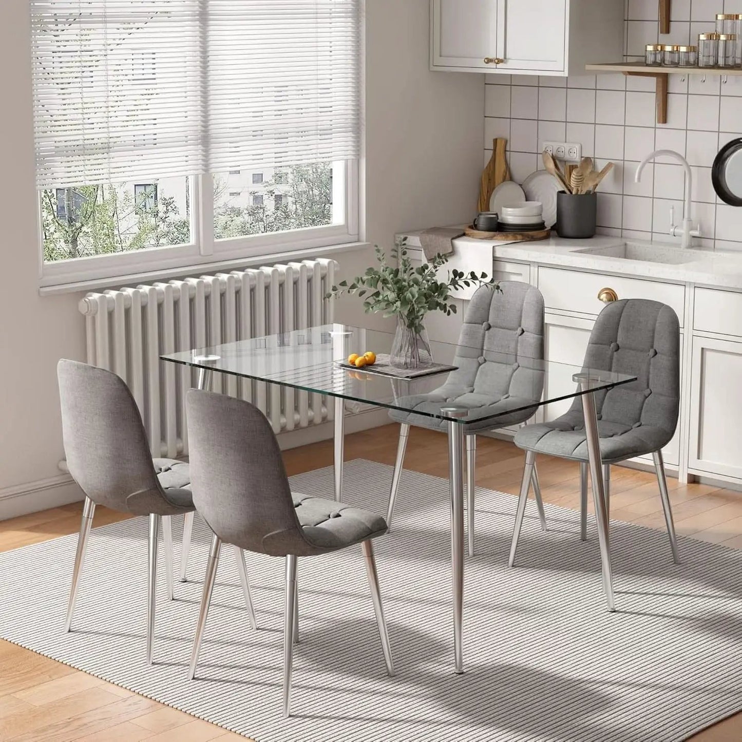 Glass Dining Table For 4 51 Inch Clear Top For Home from PriceLows™