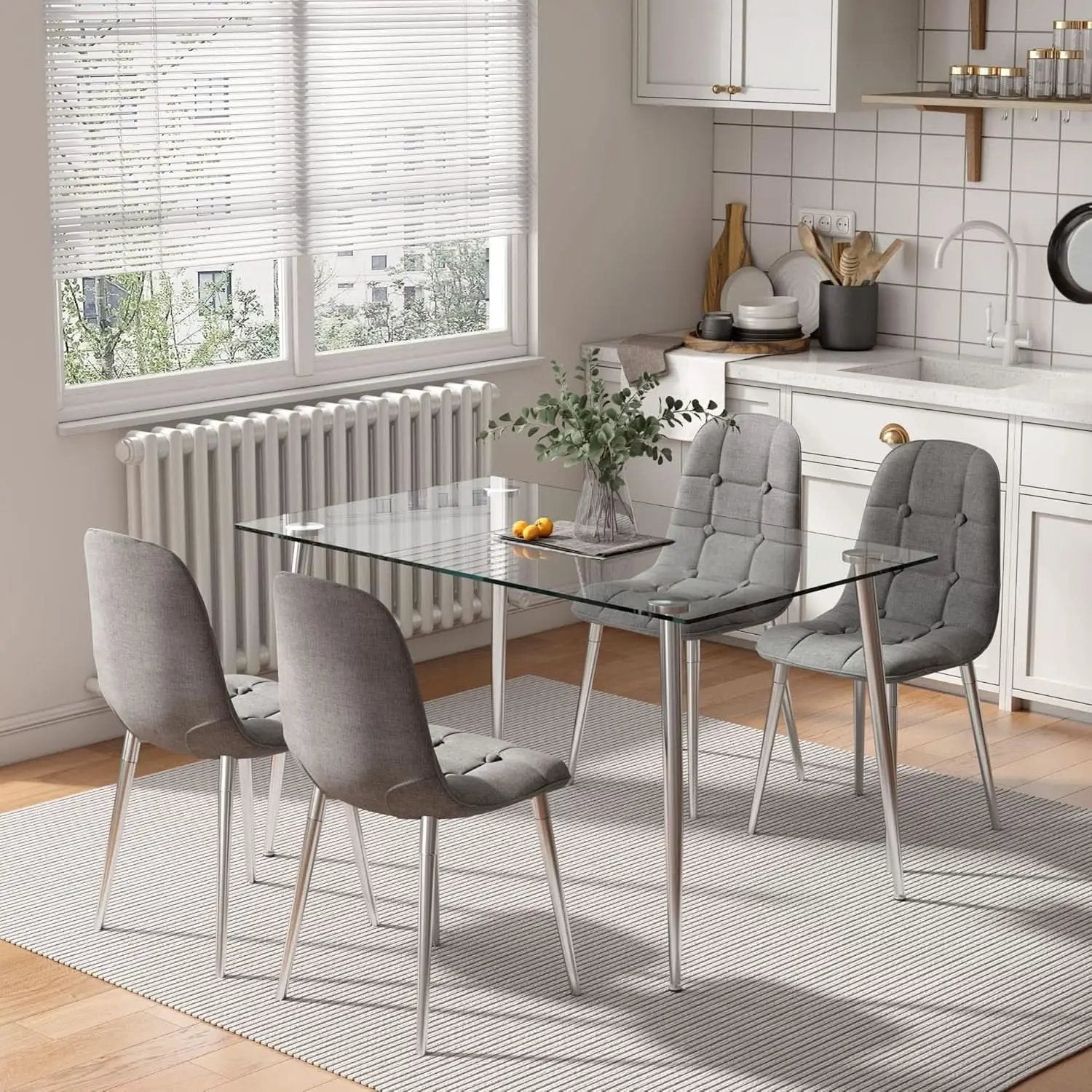 Glass Dining Table For 4 51 Inch Clear Top For Home from PriceLows™
