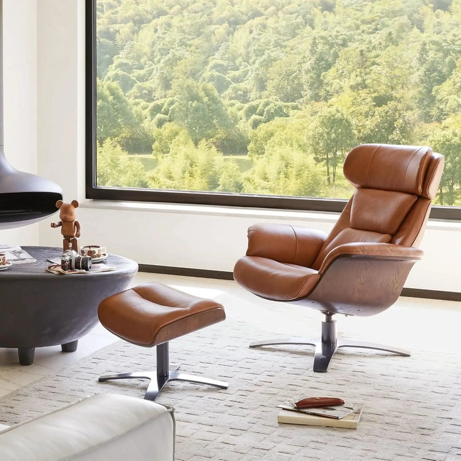 Saddle Leather Adjustable Headrest Reclining Chair from PriceLows™