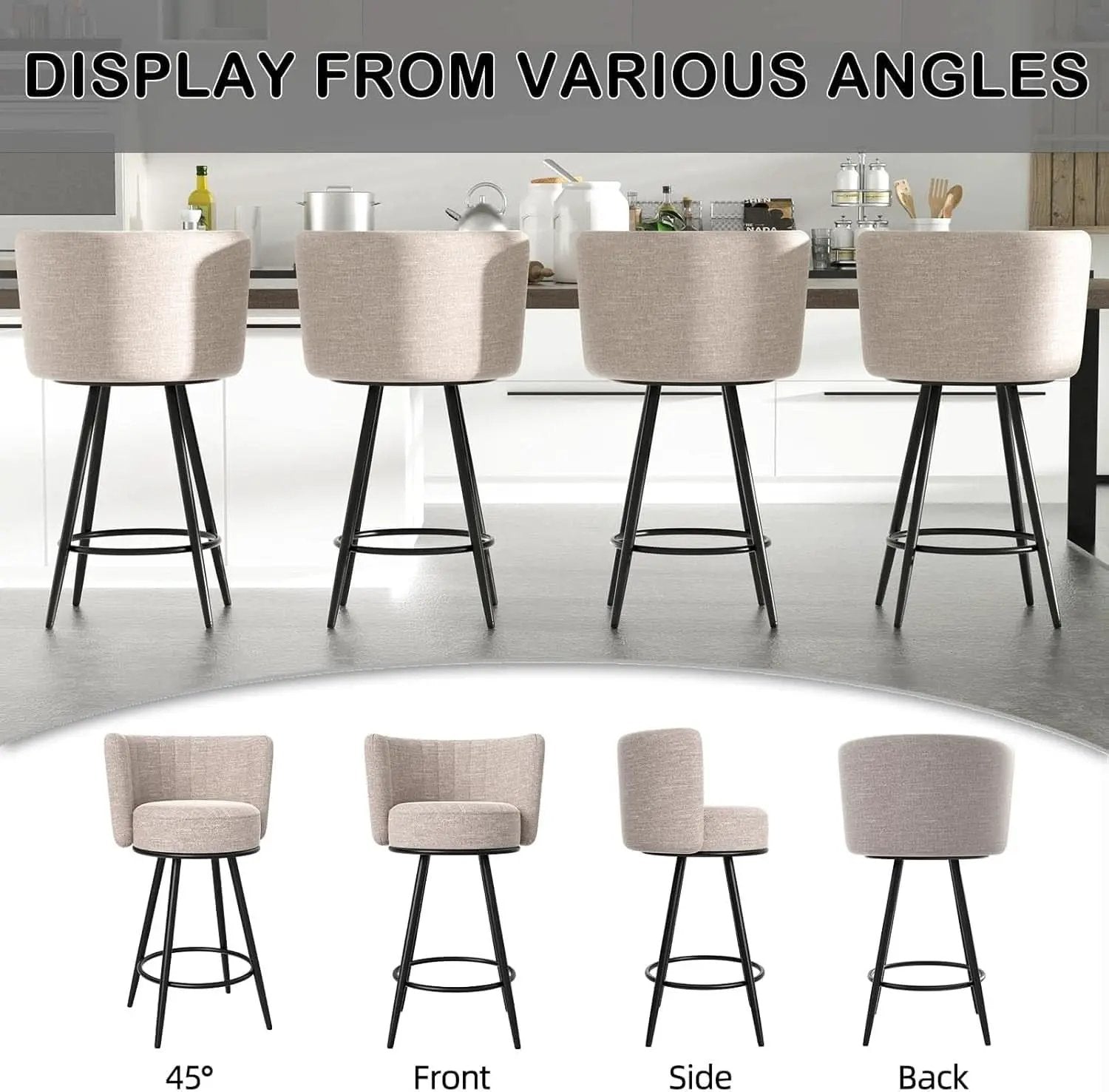 Stylish Swivel Bar Stools Set of Two Beige from PriceLows™