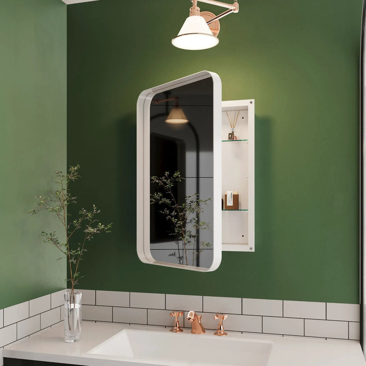 Recessed Medicine Cabinet | Metal Frame | Mirror | Adjustable Shelves