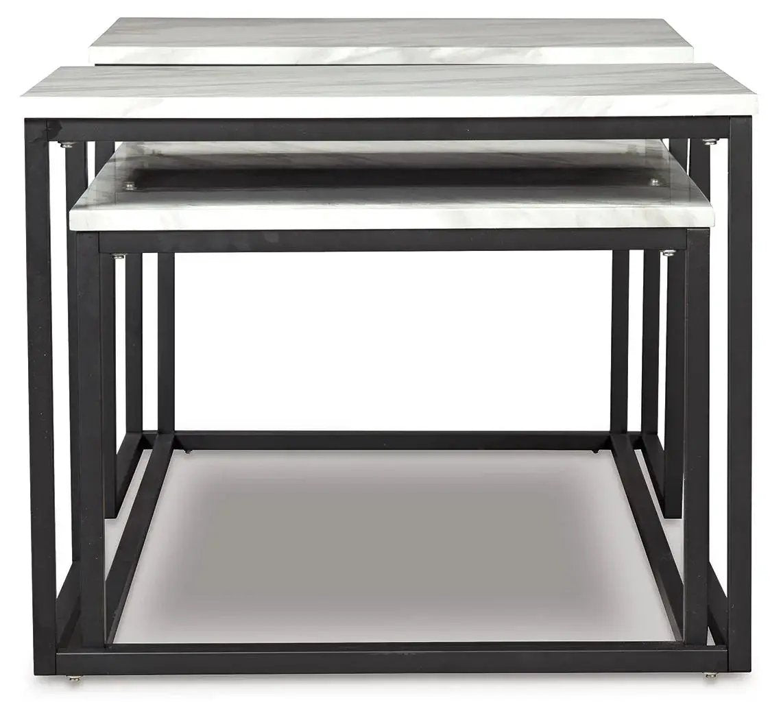 Donnesta Occasional Table Set | Set Of 3 | Gray And Black | Decorative Laminate And Metal