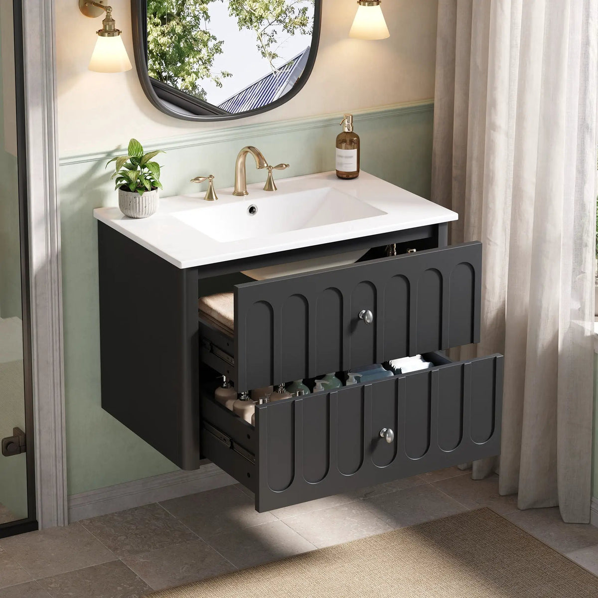 Floating Bathroom Vanity | Soft Close Drawers | Round Edge Basin