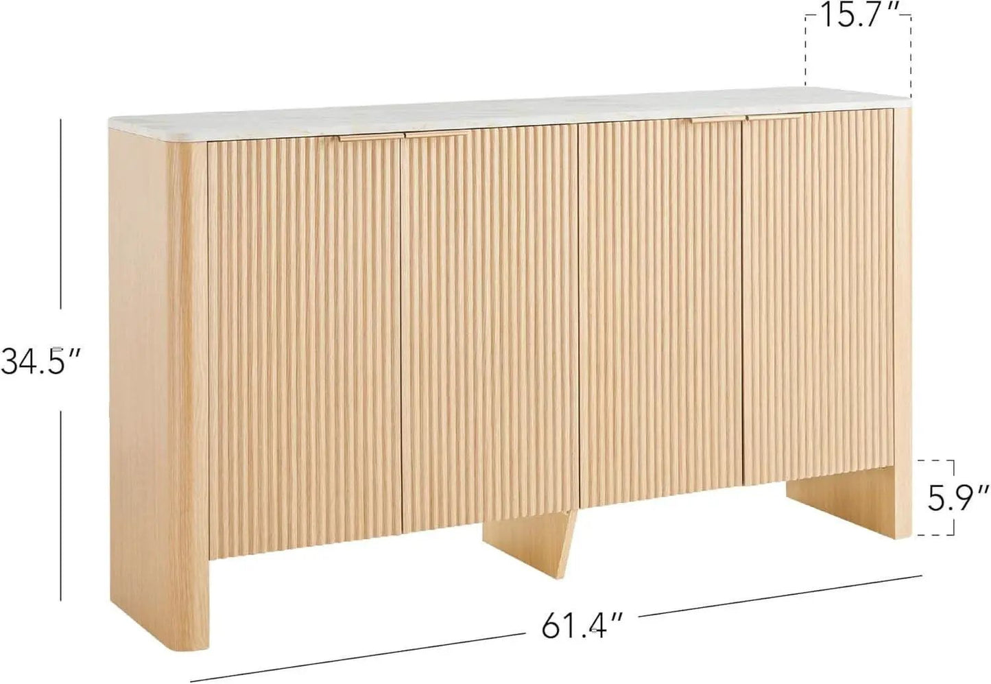 61 Inch Oak Sideboard Cabinet With Adjustable Shelves from PriceLows™