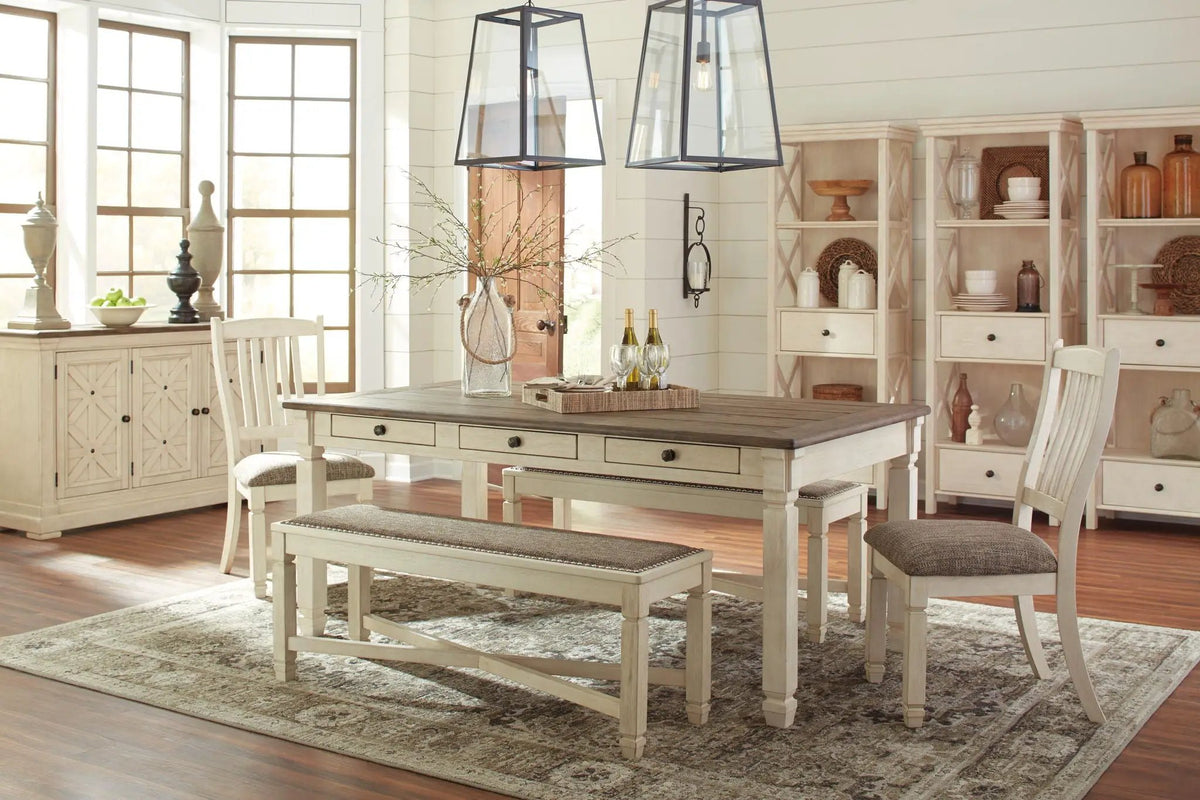 Bolanburg Rectangular Dining Table | Beige | 71.88 Inch Width | Lined Drawers