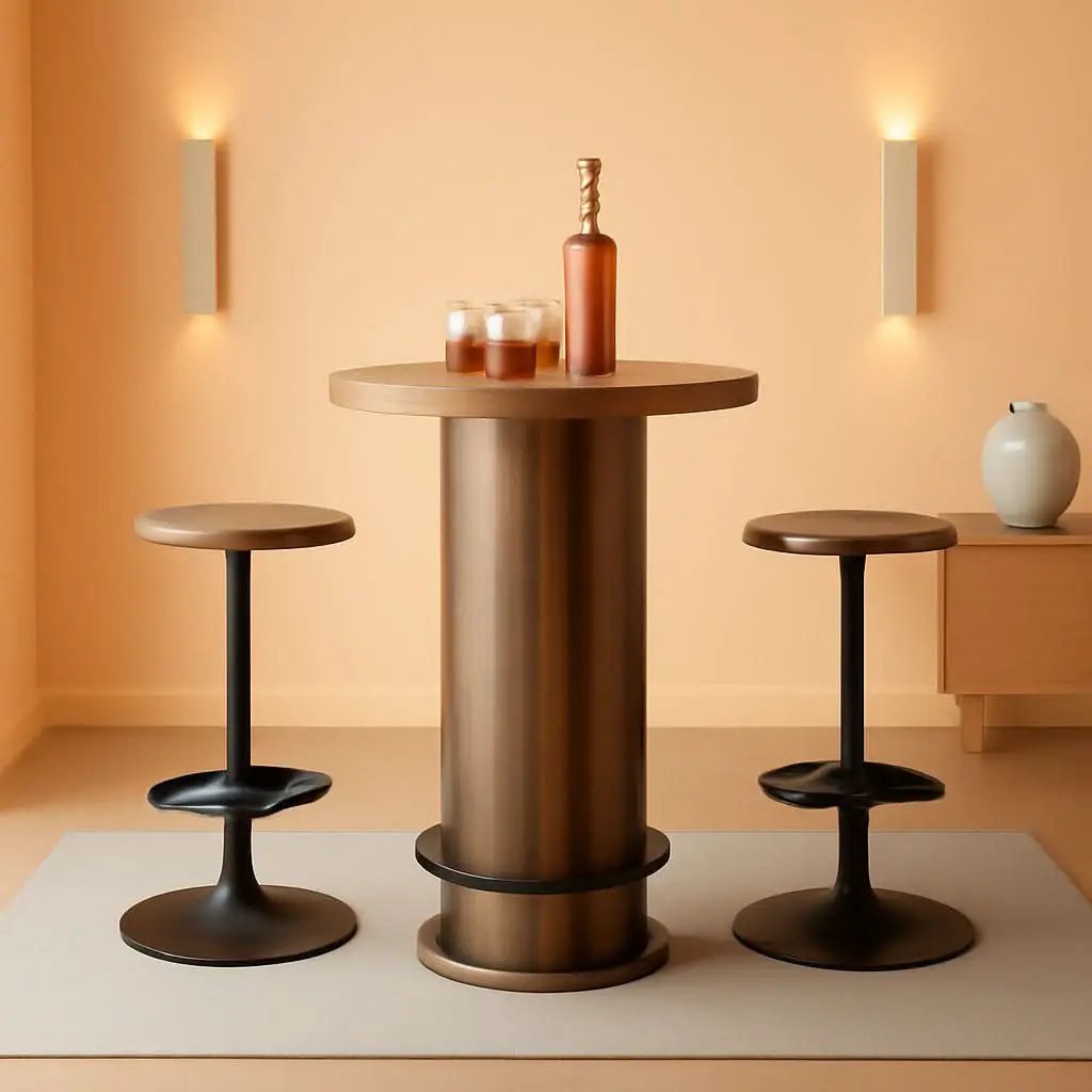 Round Bar Table With Chairs Matte Black Powder coated from PriceLows™
