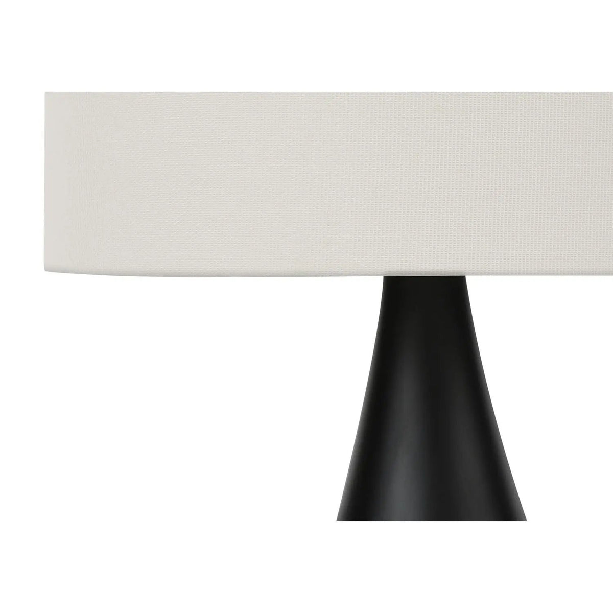 Black Table Lamp Set Of 2 | Teardrop Metal Base | Ivory Cream Linen Shade | Rocker Switch
