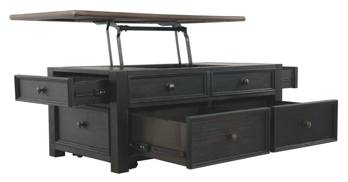Tyler Creek Lift Top Cocktail Table | 46 x 26 x 19.5 in | Engineered Wood | Grayish Brown / Black