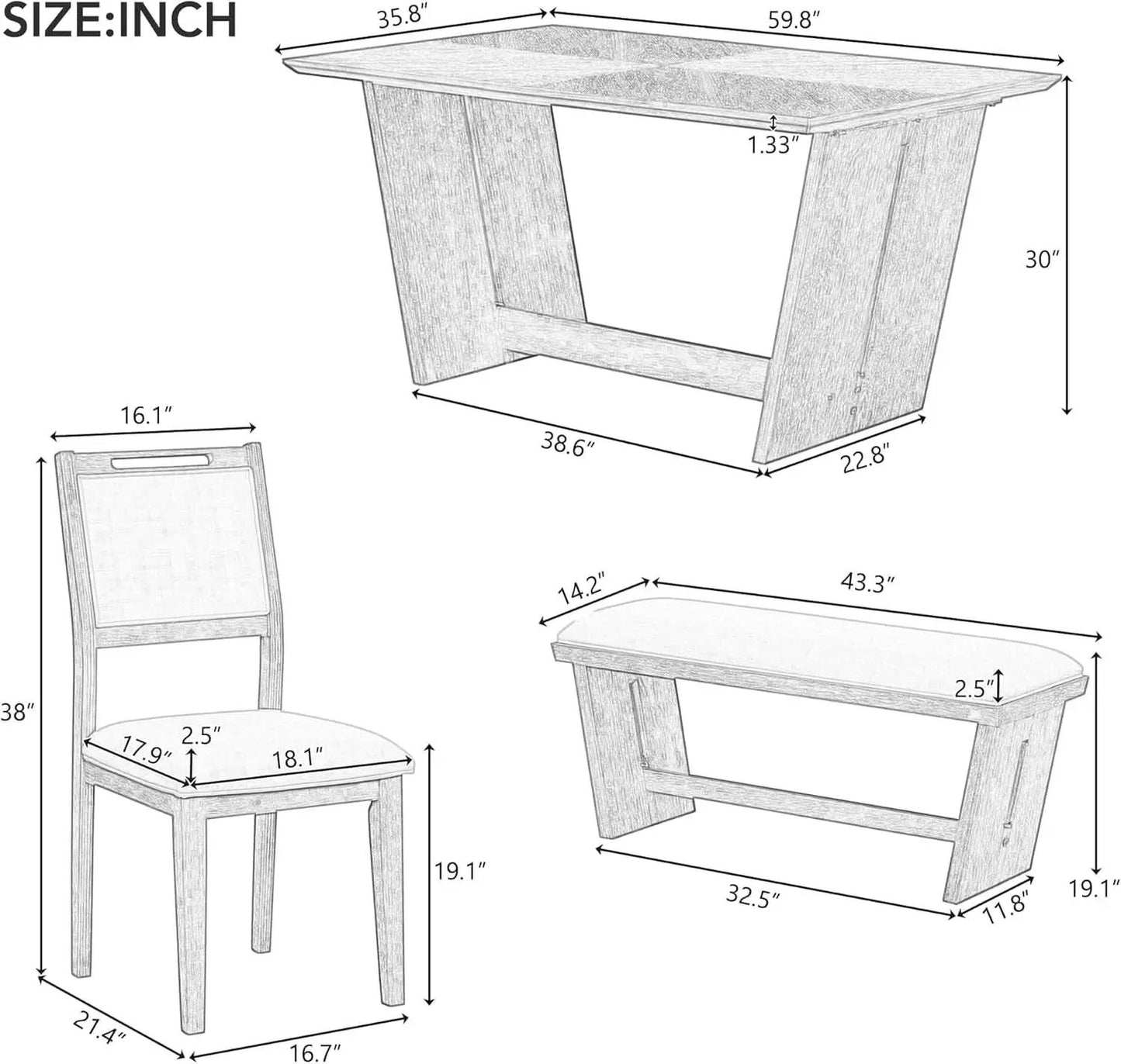 Natural Vintage Rustic Handcrafted Dining Table Set from PriceLows™