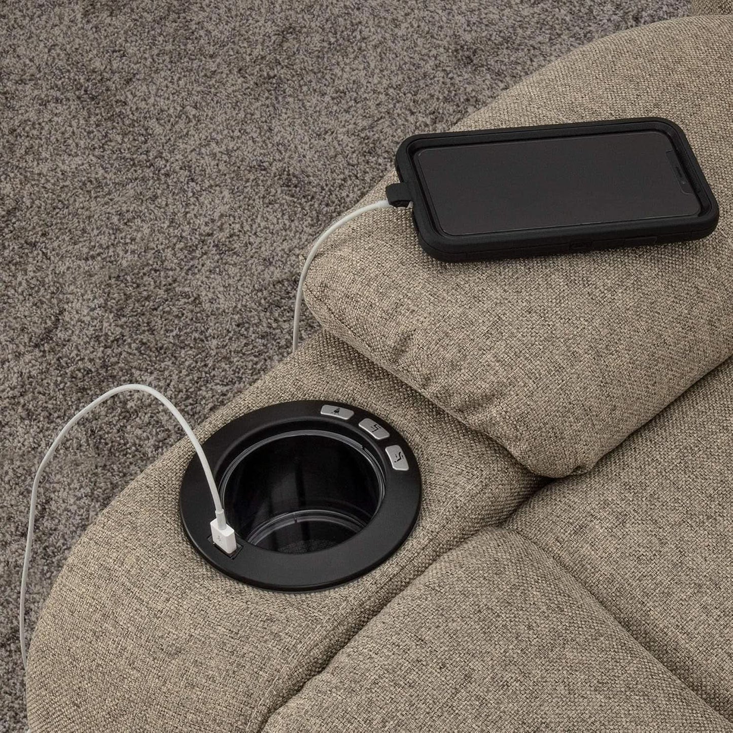Powered Double RV Wall Hugger Recliner Sofa 67 Inch Oatmeal from PriceLows™
