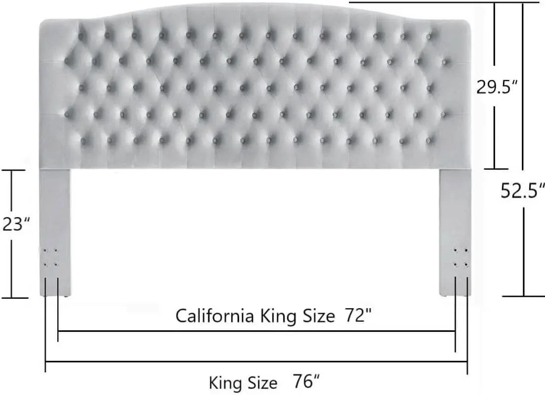Velvet Tufted King Headboard Stylish Comfortable Gray Design from PriceLows™