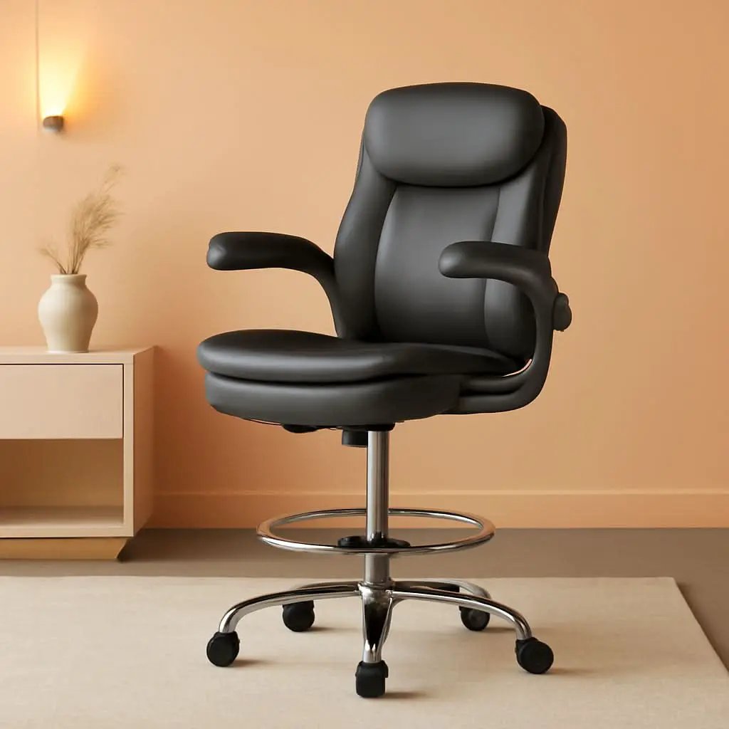 Adjustable Height Leather Drafting Chair For Standing Desk from PriceLows™