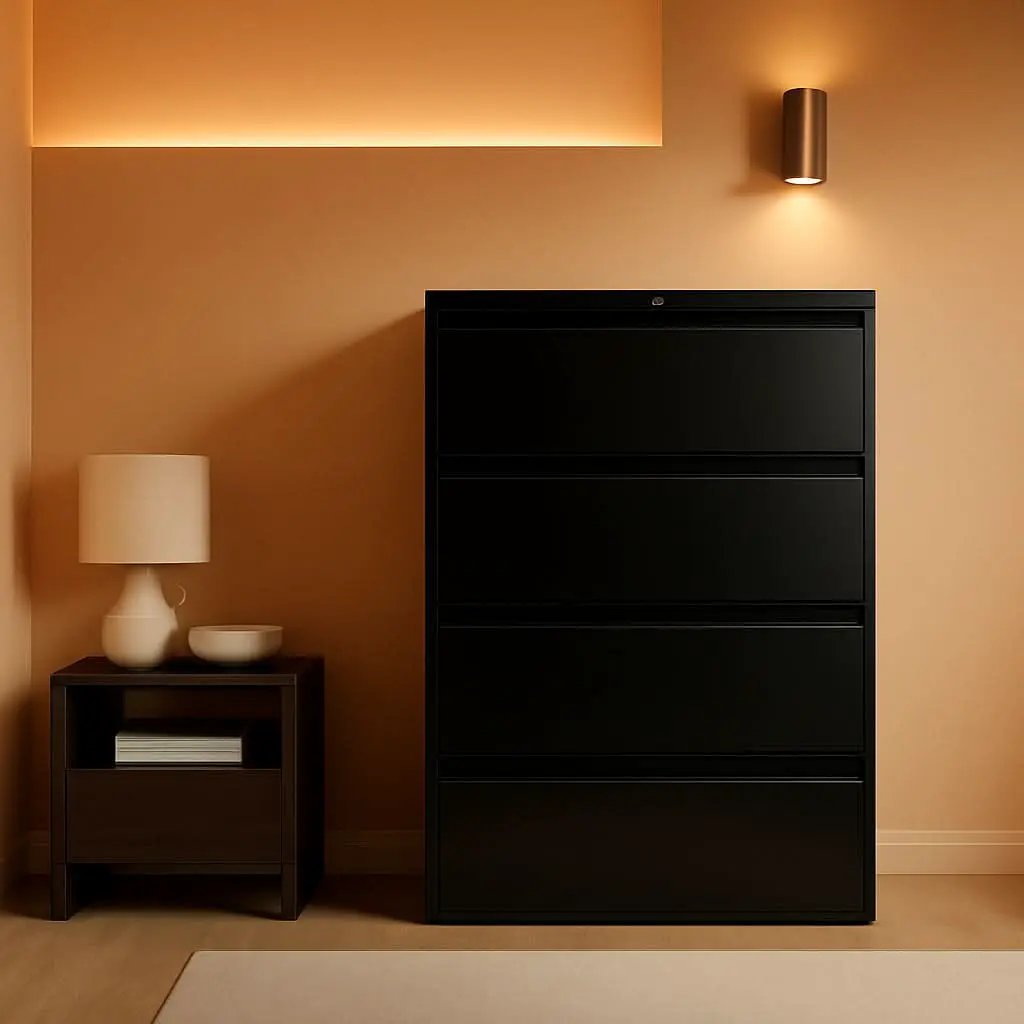 Five Drawer Lateral File Cabinet With Lock, 36W x 19.25D x 67H from PriceLows™